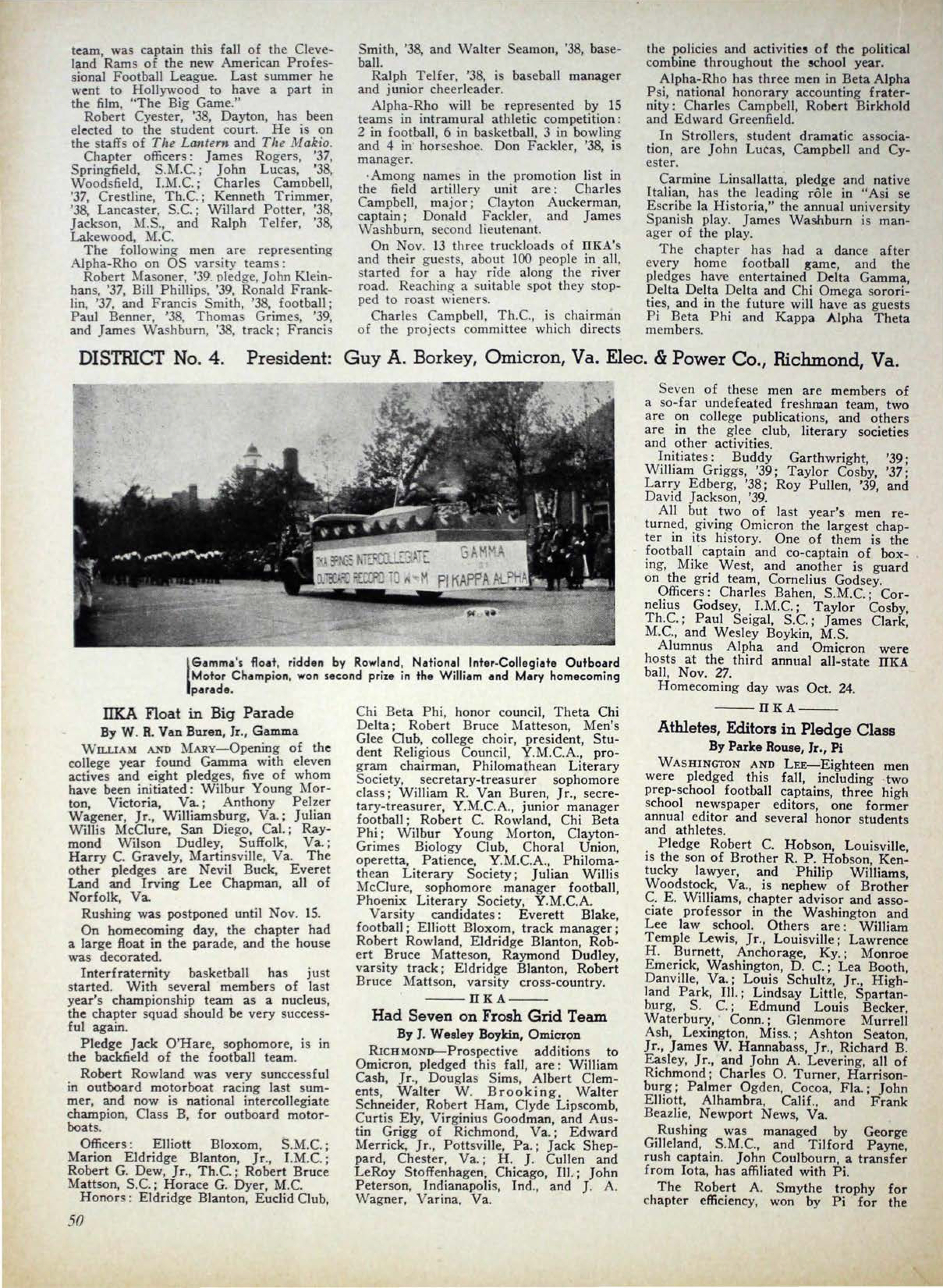 News From The Chapters: District No. 4, December 1936